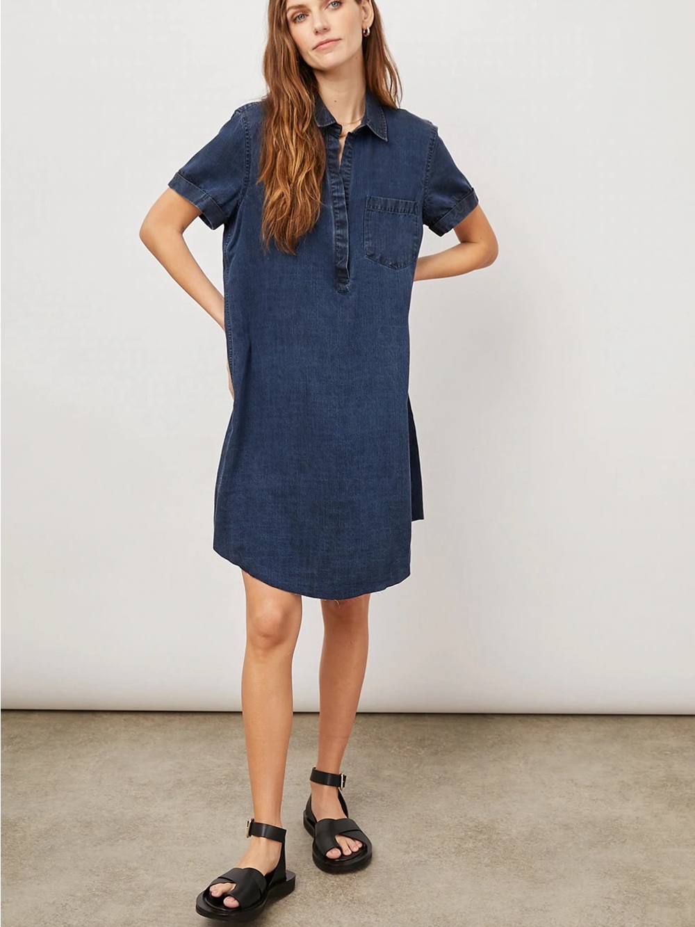 Rails Valerie chambray shirt dress raw hem sz S